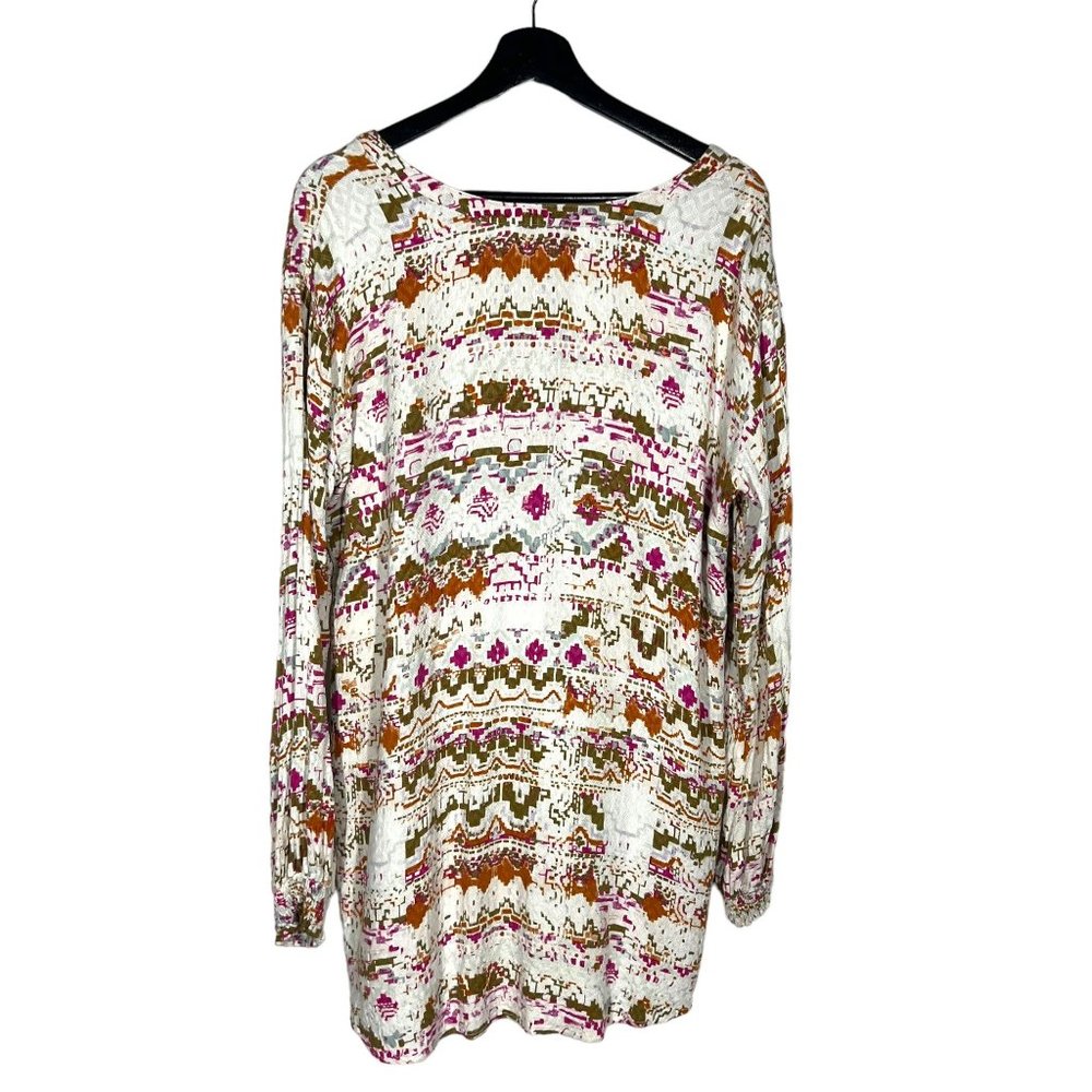 Shyanne Coastal Cowgirl Print Long Sleeve V Neck Top Large - Picture 2 of 8